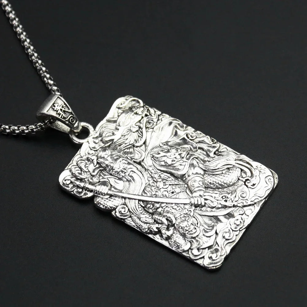 Guan Yu Dog Tag Pendant Necklace — Dragon, Brotherhood