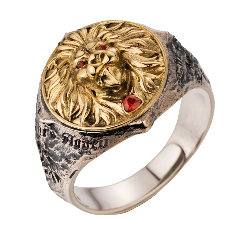 Lion Roar of Glory Silver Ring 925 Ring for men 3D relief frost howl Fashion Jewelry