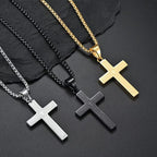European & American Style Engraved Cross Choker, Minimalist Versatile Titanium Steel Necklace, Daily Commute Accessory