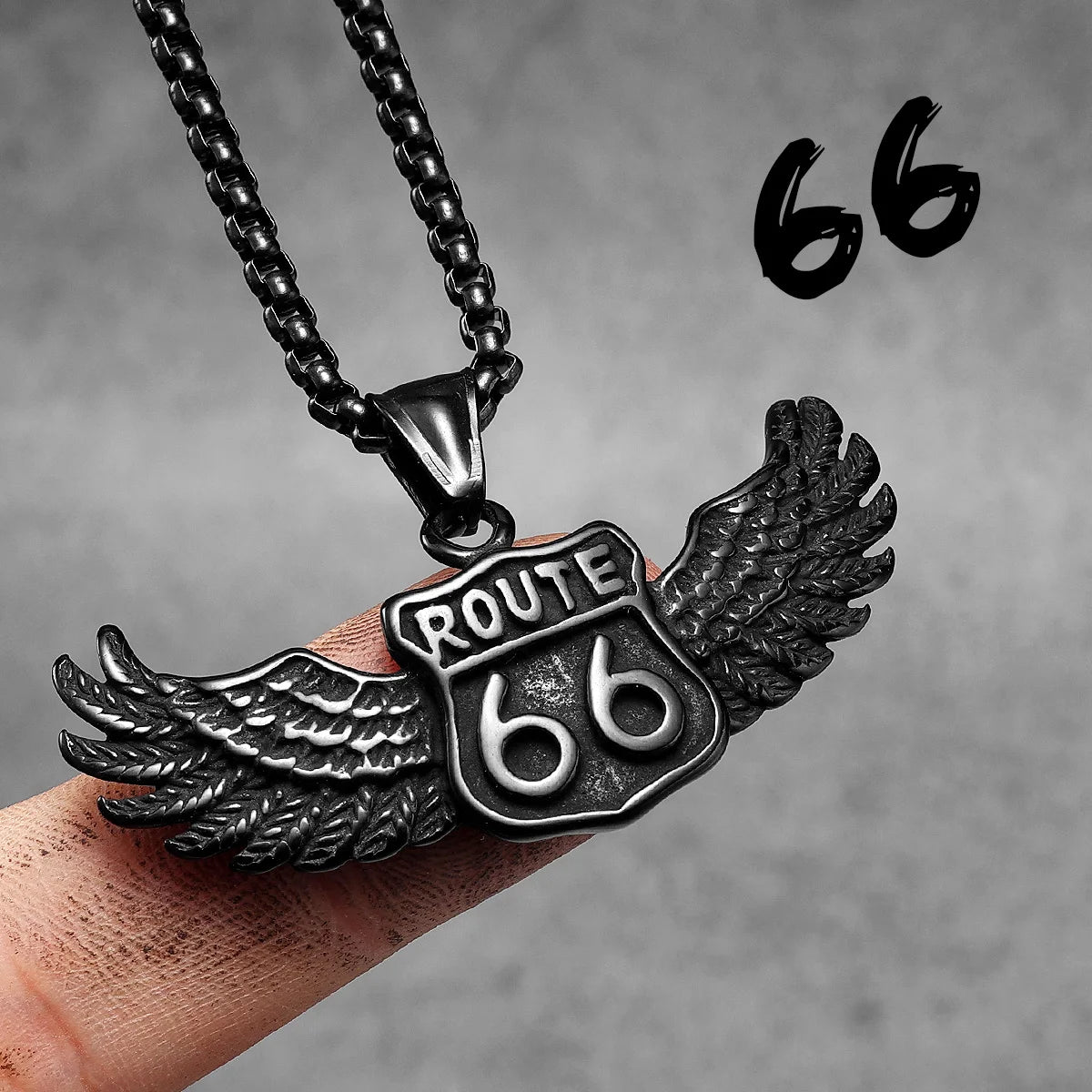 Punk Motorcycle Series Rider Route66 Stainless Steel Men Necklace Pendant Chain New in For Women Fashion Jewelry Gifts Wholesale