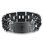 HNSP 24MM Width 316L Stainless Steel Cuban Chain Cross Bracelet For Men Jewelry Male Hand Chain Wrap Bracelets Punk