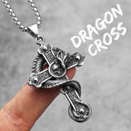 Dragon Circling Cross Religion Stainless Steel Men Women Necklaces Pendants Chain Punk Trendy Jewelry Creativity Gift Wholesale