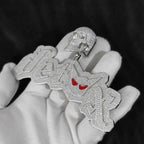 925 Silver Skull Moissanite Pendant Necklace Iced