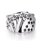 Buyee Silver Unique Ring Finger Excellent Poker Open Ring for Woman Man Fashion Punk Fine Jewelry Circle with Box