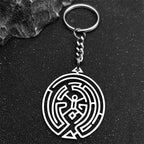Silver Ring Hollow Hekate Wheel Keychain Trapped