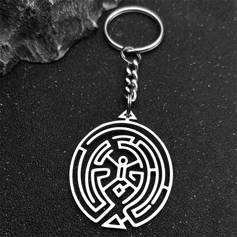 Silver Ring Hollow Hekate Wheel Keychain Trapped