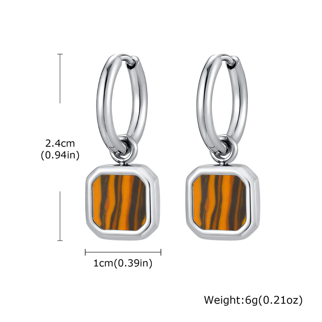 Natural Stone Huggie Hoop Earrings — SS