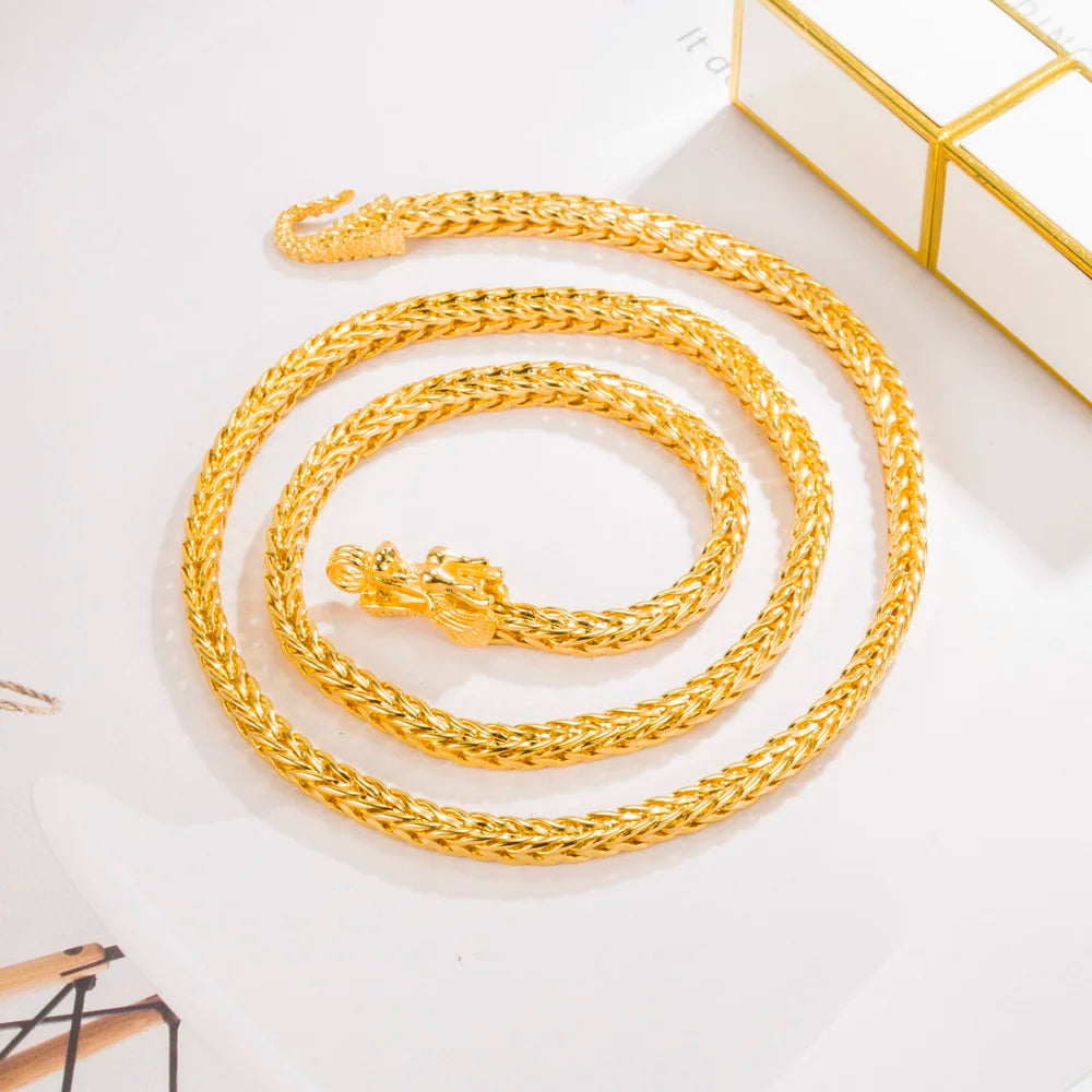Dragon Necklace 5mm Franco Curb Chain Choker Vintage — Two-Tone