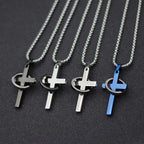Fashion Men Necklace Unfading Not Allergic Stainless Steel Cross Collar 24 Inches Pendant Jewelry Hiphop Rock Casual