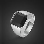 100% 925 Sterling Silver Men Black Onyx Square Agate Signet Ring Woman Index Finger Ring Sizes 6 to 13 Band Boy Jewelry