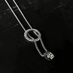 Retro   Six Character Mantra Double Ring Pendants Rotating Male Artistic Personality Versatile Necklaces Fashion Jewelry