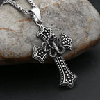 Vintage Stainless Steel Snake Necklaces For Men Women Gothic Hip Hop Cross Pendant Fashion Personality Biker Jewelry
