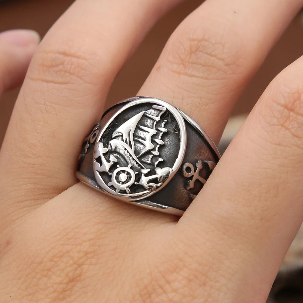 Pirate Compass Ring — Stainless Steel