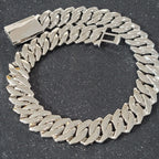 Fashion 24MM Diamond-Shaped Cuban Chain Durable Laser Engraving On The Back Icy Hip Hop Necklace Rap Bracelet Gift For