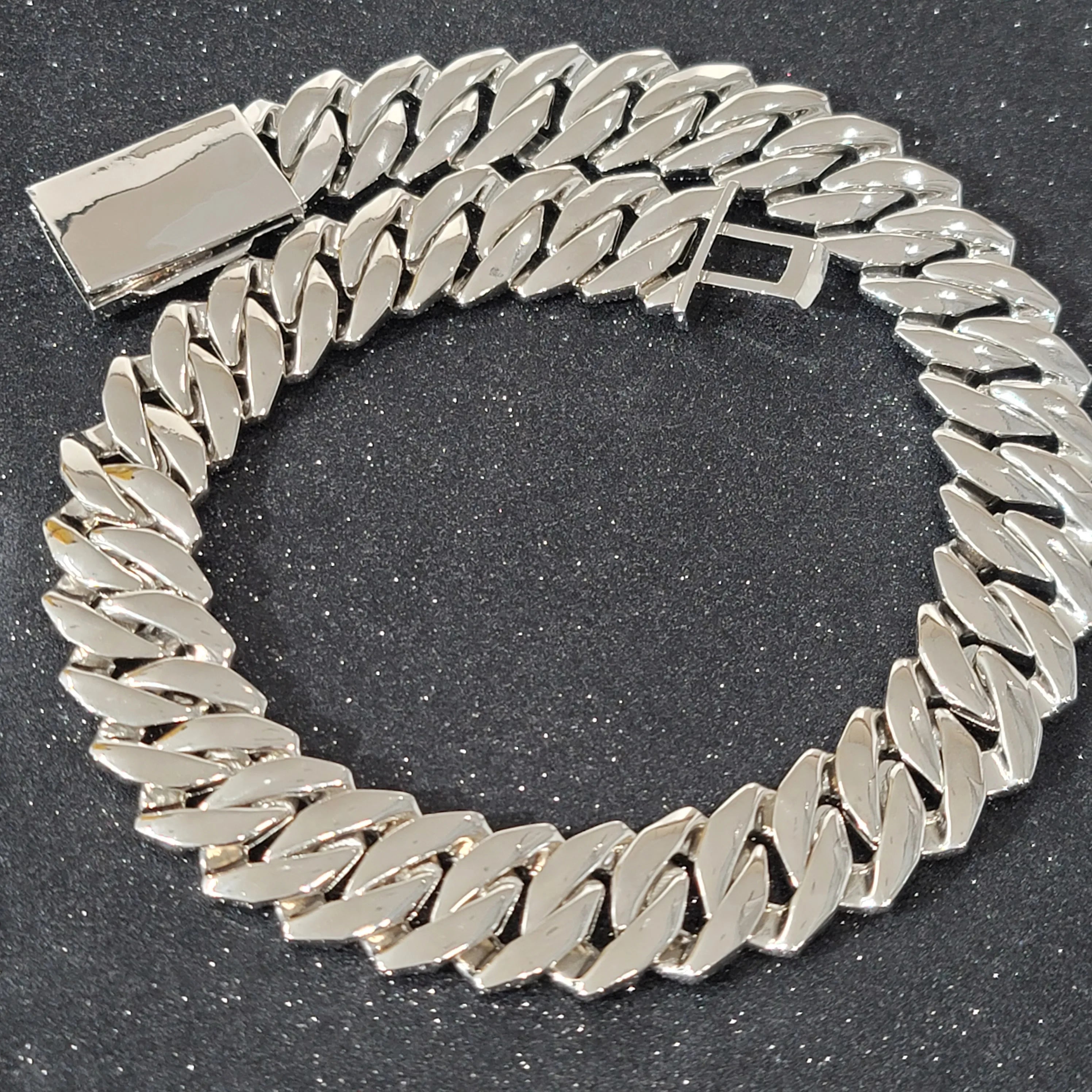 Fashion 24MM Diamond-Shaped Cuban Chain Durable Laser Engraving On The Back Icy Hip Hop Necklace Rap Bracelet Gift For