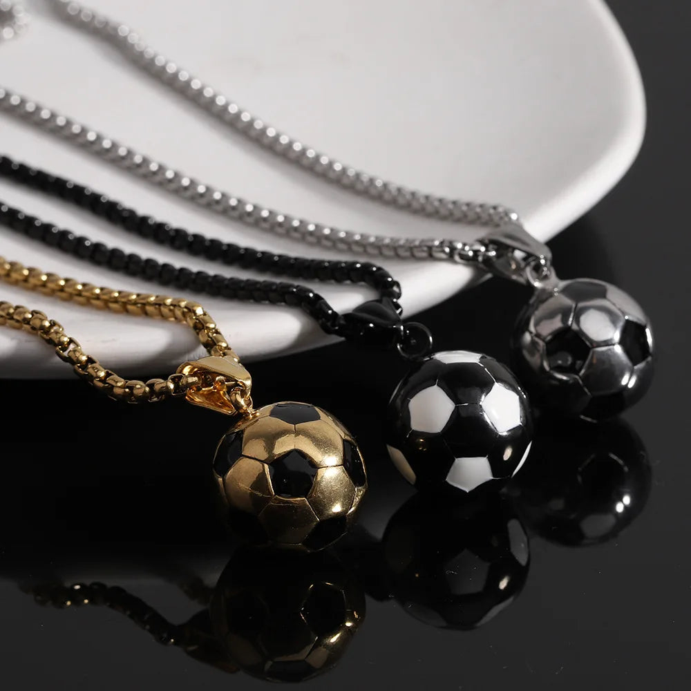 Football Soccer Steel Pendant 316L Necklace