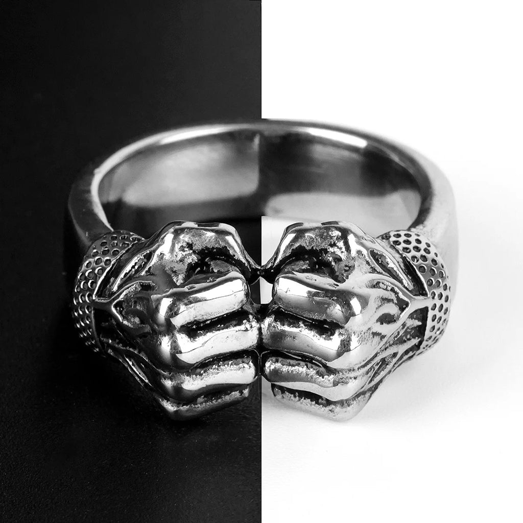 316L Stainless Steel Angry Fist Power Man Men Rings Punk Rock Hip Hop Creativity Personality for Male Boy Fashion