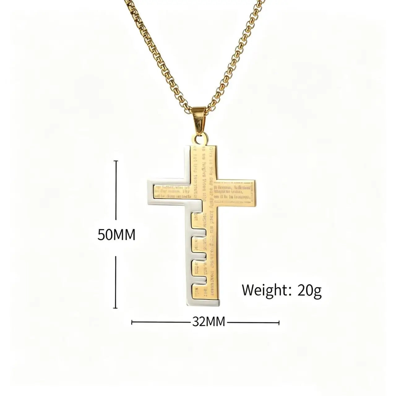 HNSP Stainless Steel Splice Bible Cross Pendant Necklace For Men Religion Christian Jewelry Accessories