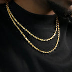 Vnox 3mm/5mm Cuban Chain Necklace for Men,Twisted Rope Links Collar,Stacked Stainless Steel Simple Basic Classic Unisex Necklace