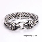 Double Skull Cuban Bracelet — Gothic