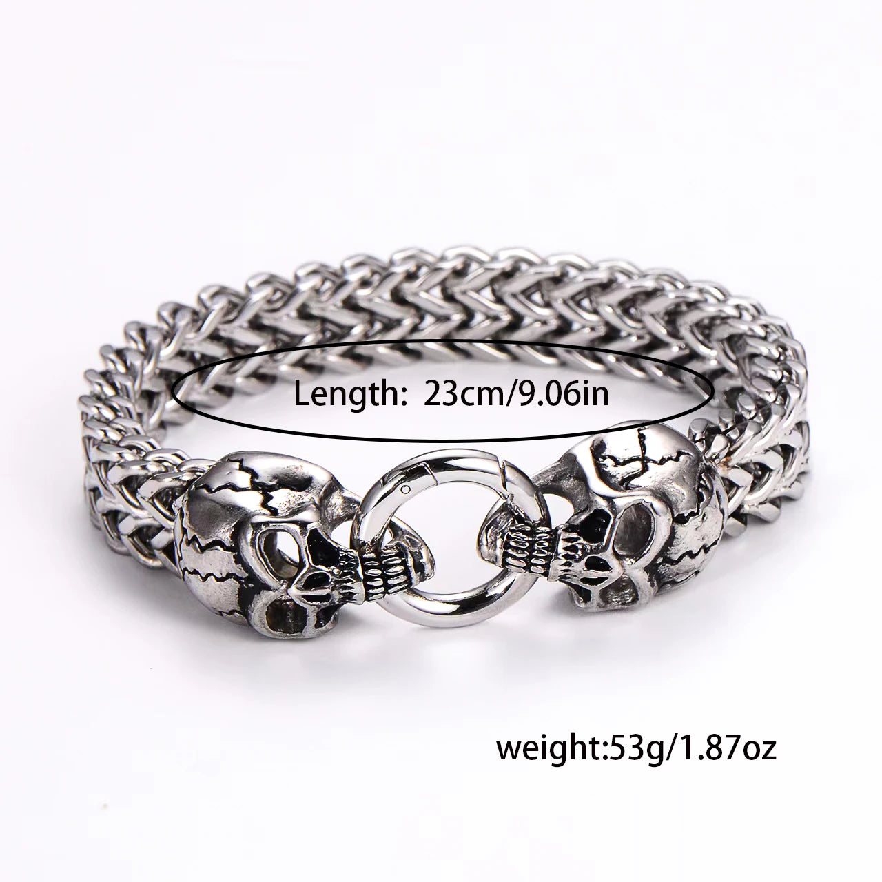 Double Skull Cuban Bracelet — Gothic