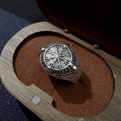 Vegvisir Viking Compass Ring, Silver-Tone — Copper Alloy