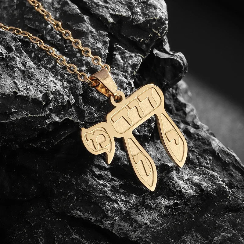 Hamsa Hands of Fatima Hebrew Pendant Stainless Steel Jerusalem Star of David Necklace Women's Jewish Jewelry
