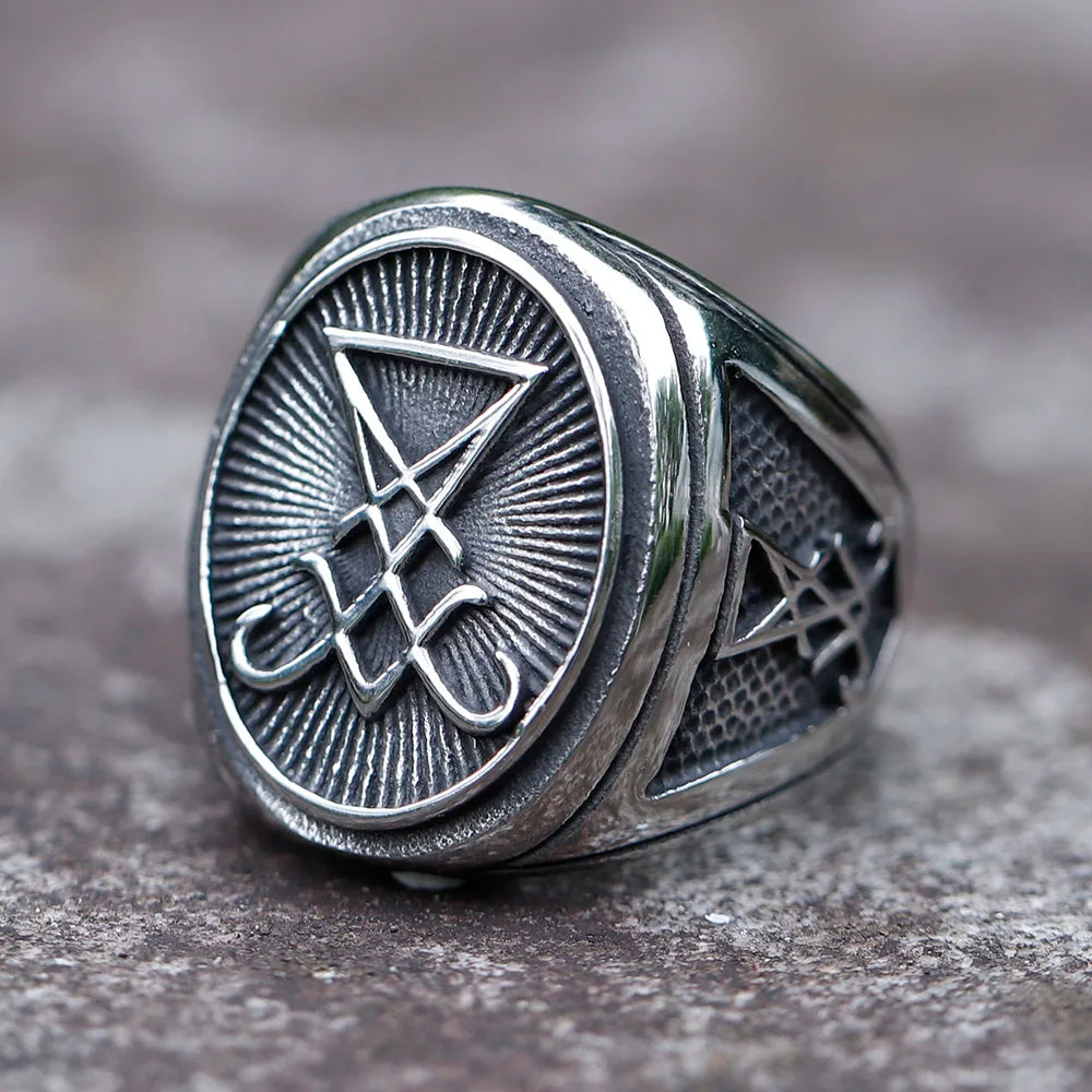 Vintage Lucifer Satan Witchcraft Ring — Stainless Steel