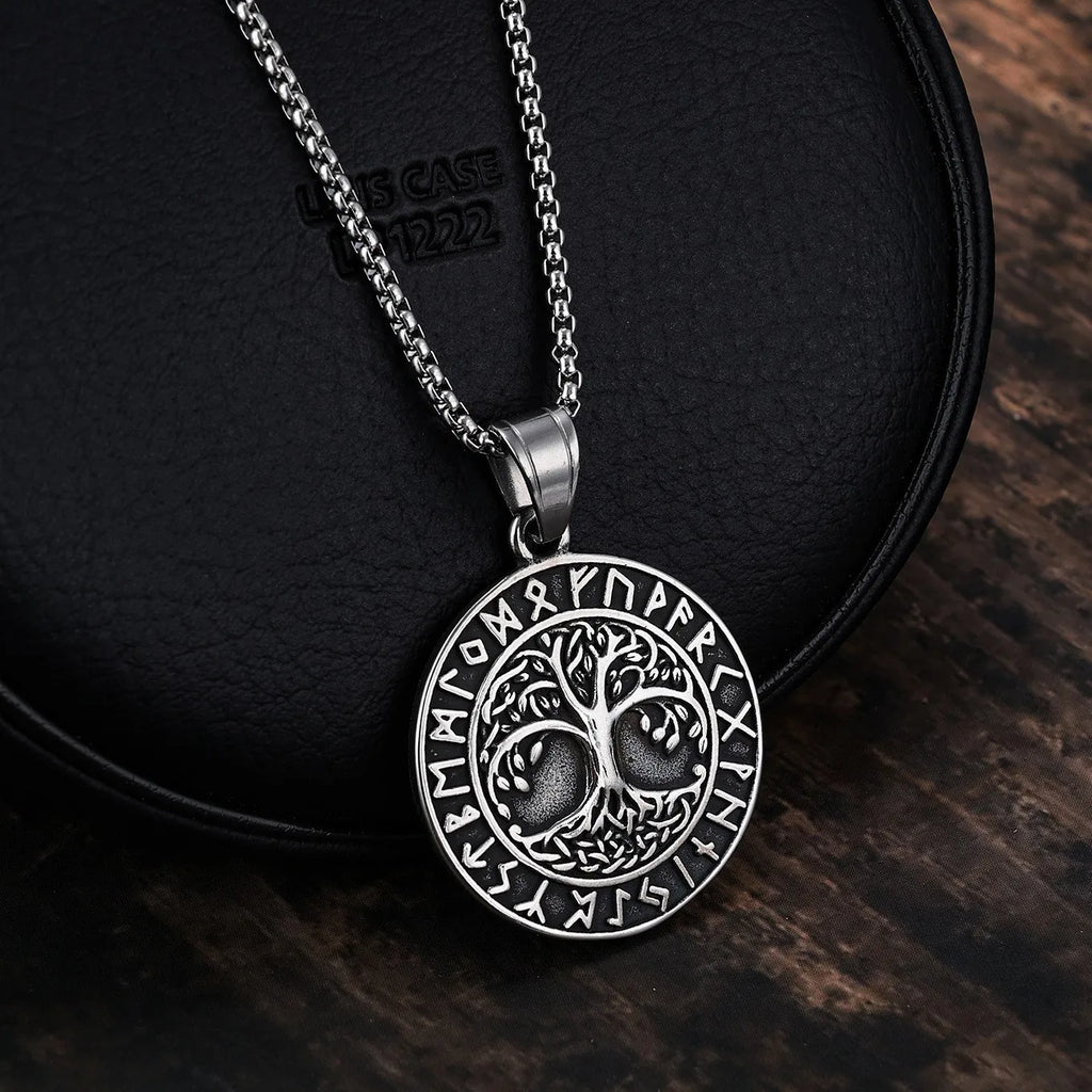 Gothic Tree of Life Pendant Necklace — Silver-Tone, Vintage Chain