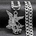SAINT MICHAEL PROTECT US Archangel Stainless Steel Pendant Necklace for Women Men Gold Color Necklace Choker Jewelry