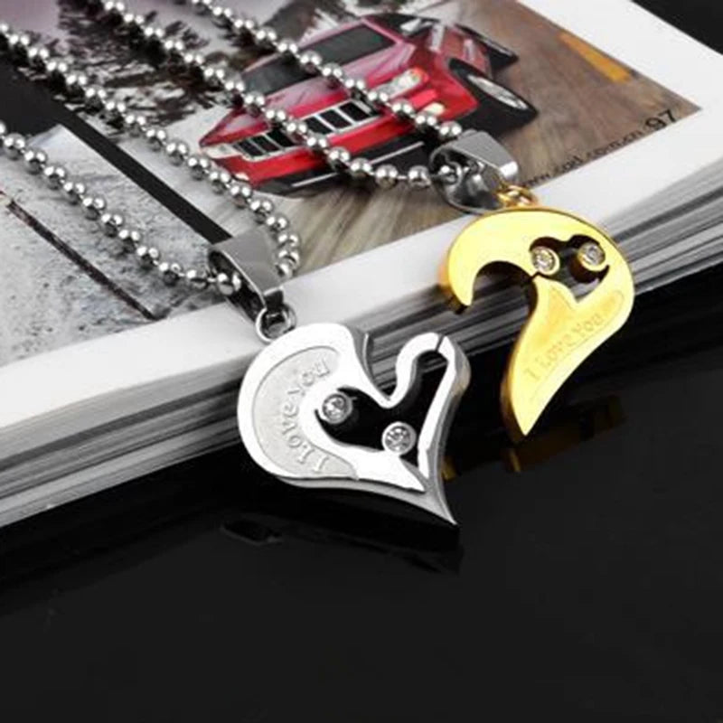 Iced Out Heart Pendant Necklace Stainless Steel