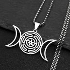 Hekate Wheel Moon Sun Pendant — Stainless
