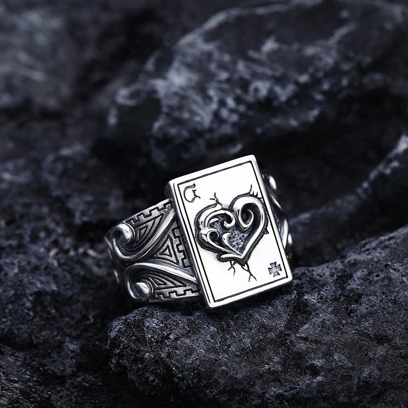 Ace of Spades Poker Ring — Vintage Gothic Playing Card Band