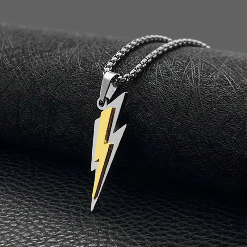 Stainless Steel Zeus Thunder Necklace Lightning Charm for Men and Women Hip Hop Trend Street Party Cool Jewelry