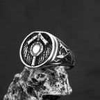 Vintage Viking Rings for Men Stainless Steel Nordic Warrior Shield Viking Rune Ring Fashion Amulet Jewelry Gift