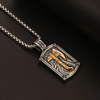 Viking Axe Rectangle Pendant Necklace for Men — Stainless Steel