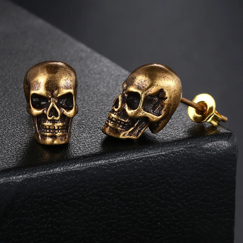 Skull Stud Earrings — Stainless Steel