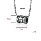 Silver Rune Bead Pendant Necklace Box Chain