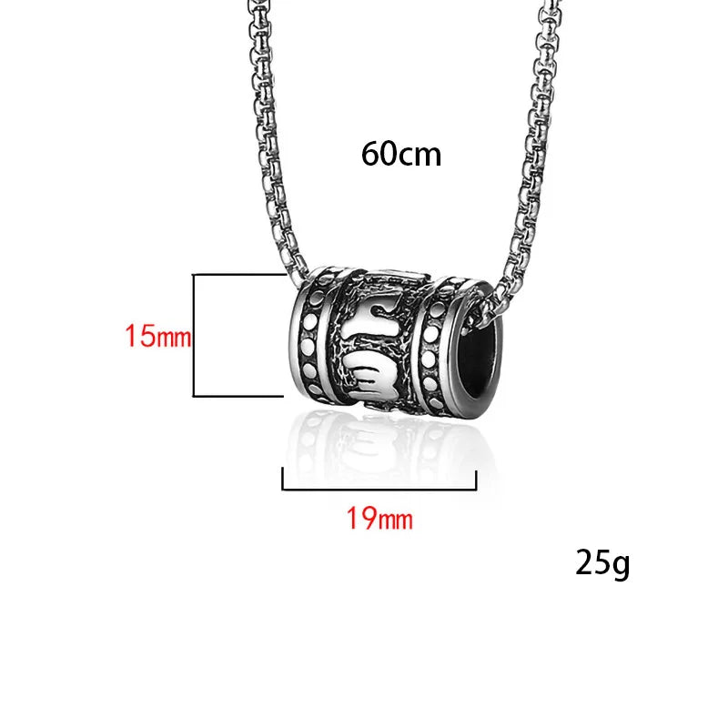 Silver Rune Bead Pendant Necklace Box Chain