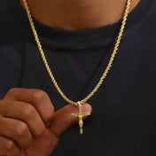 Gold-Tone Cross Pendant Necklace Statement — Stainless Steel