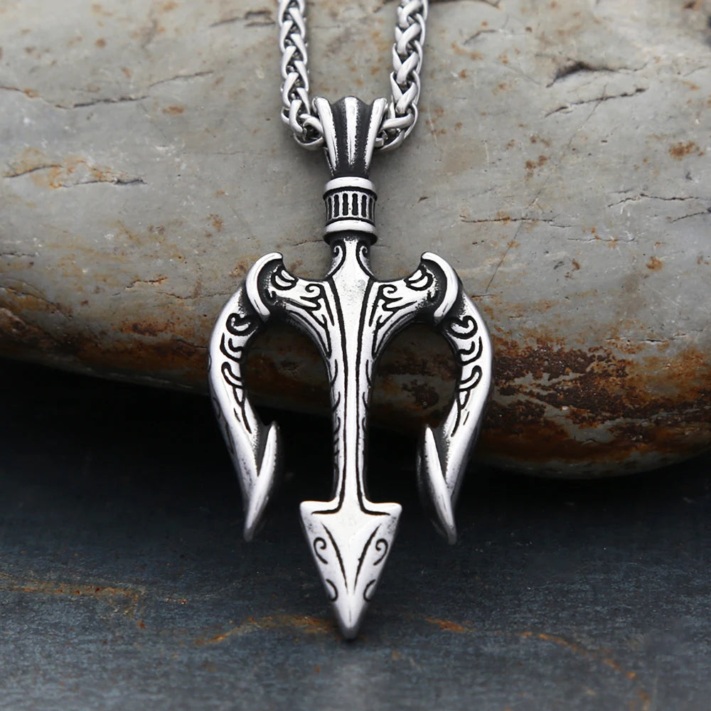 Poseidon Trident Pendant — Stainless Steel