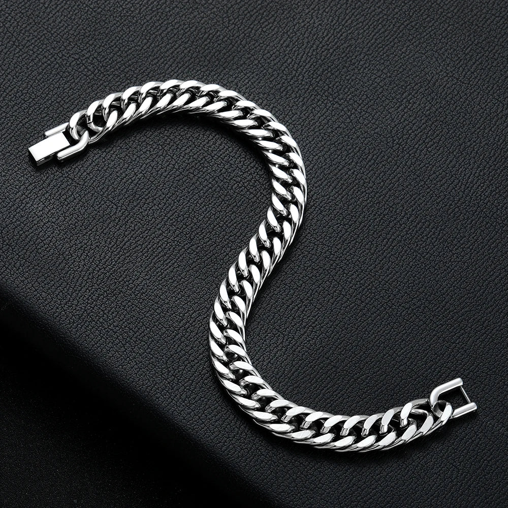 New Arrival Width 10MM 316L Stainless Steel Cuban Chain Bracelet For Men Fashion Hip Hop Party Accessories Boyfriend