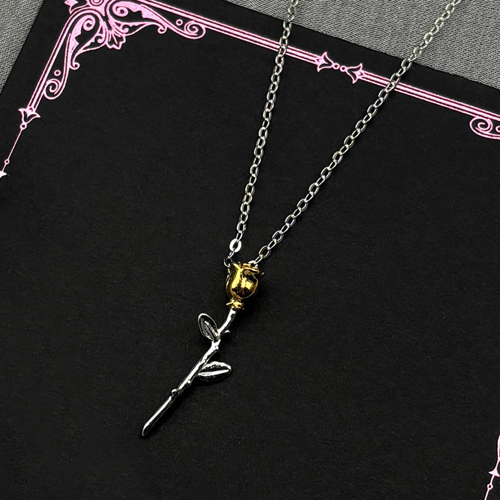 Two-Tone Rose Flower Pendant — 925 Silver