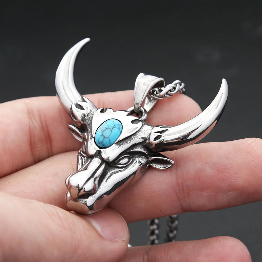 Bull Head Steel Pendant Vintage Punk Zodiac