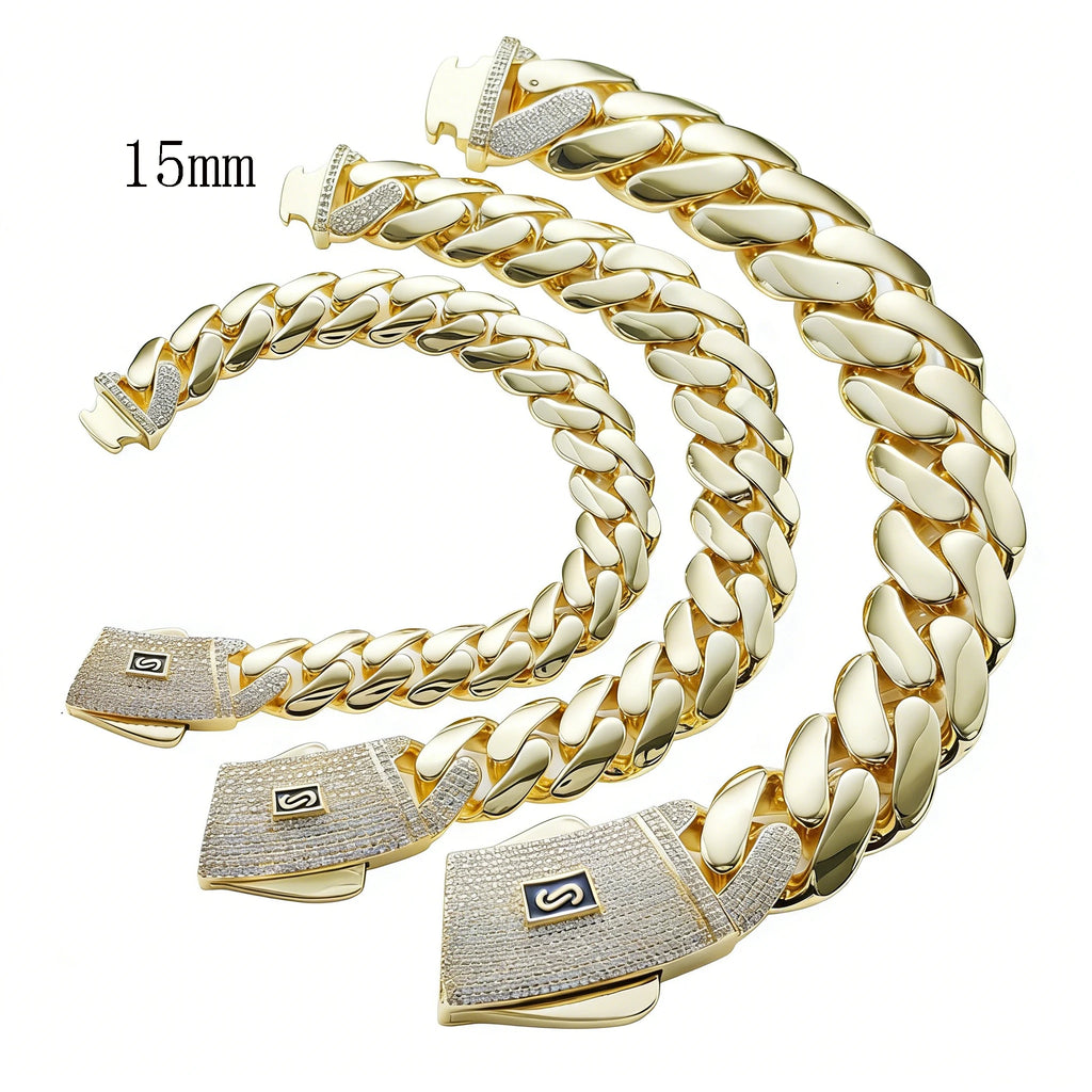 Cuban Chain Gold Iced Out 12/15/20MM Necklace
