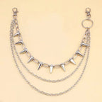 Punk Spike Rivet Layered Metal Chain Keychains For Men Women Pants Jeans Biker Gothic Rock Belt Chains Jewelry Accessories Gift