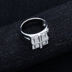 Iced Out Cross Ring — Two-Tone Silver Gold