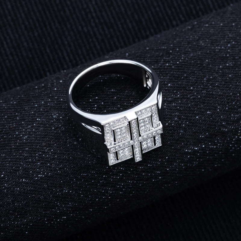 Iced Out Cross Ring — Two-Tone Silver Gold