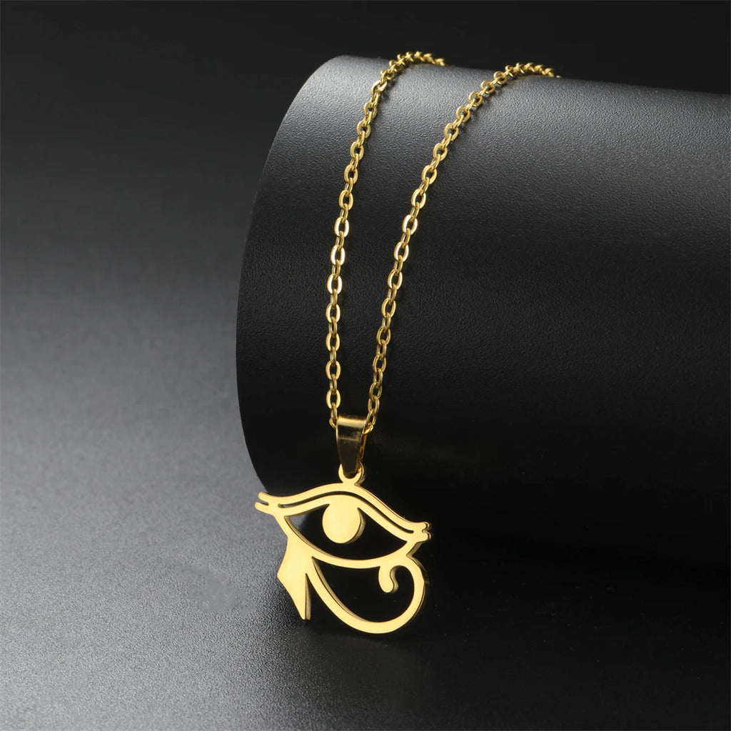Eye of Horus & Anubis Talisman Pendant Necklace — Stainless Steel