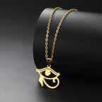 Eye of Horus & Anubis Talisman Pendant Necklace — Stainless Steel